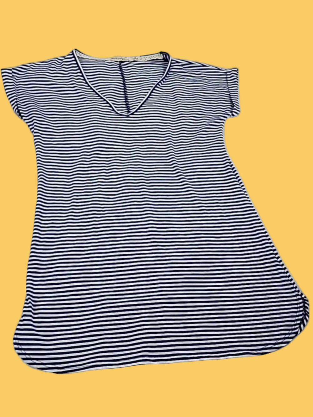 Liberty Love Navy and White Striped V-Neck Dress